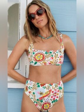 Andie The Havana Bikini Top swimsuit Bird Floral Multicolor Size Small